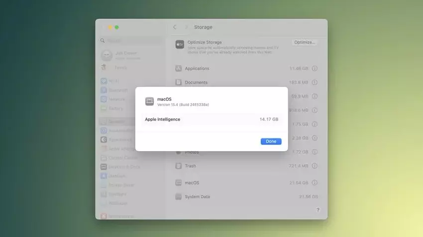 So finden Sie heraus, wie viel Speicherplatz Apple Intelligence in macOS 15.4 verbraucht