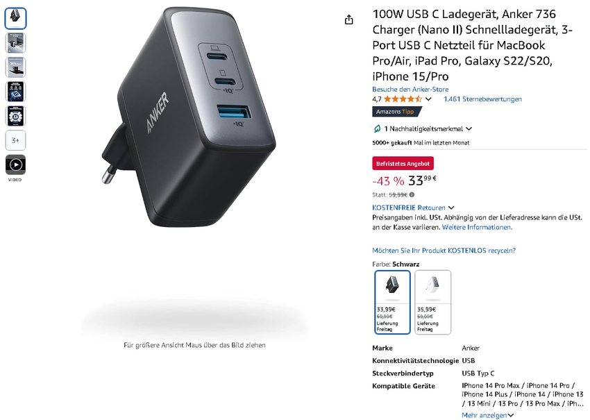 Screenshot der Anker 736 Nano II