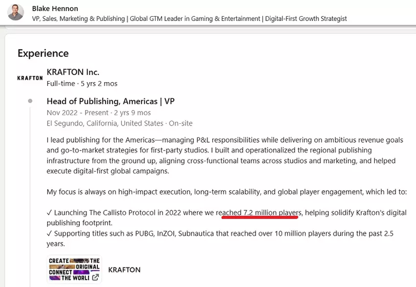 Blake Hennons Seite auf LinkedIn