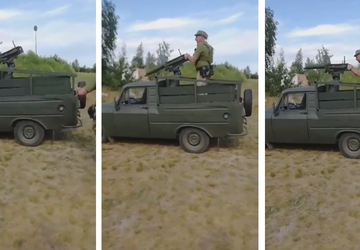 Das ukrainische Militär installierte das Maxim-Maschinengewehr ...