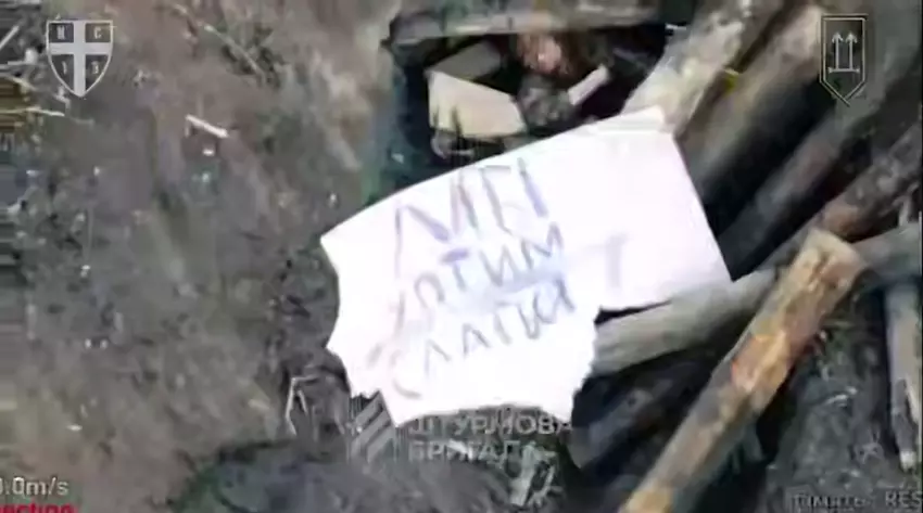 Wir wollen kapitulieren. Illustration: ein Standbild aus dem Video-Telegrammkanal der Dritten Angriffsbbrigade