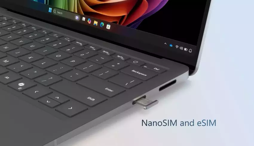 Illustration des eSIM-Slots für den Microsoft Surface Laptop 5G