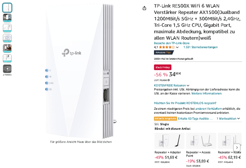TP-Link RE500X WLAN Repeater