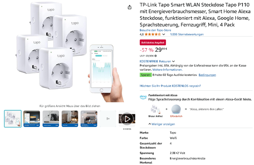 Screenshot der TP-Link Tapo P110