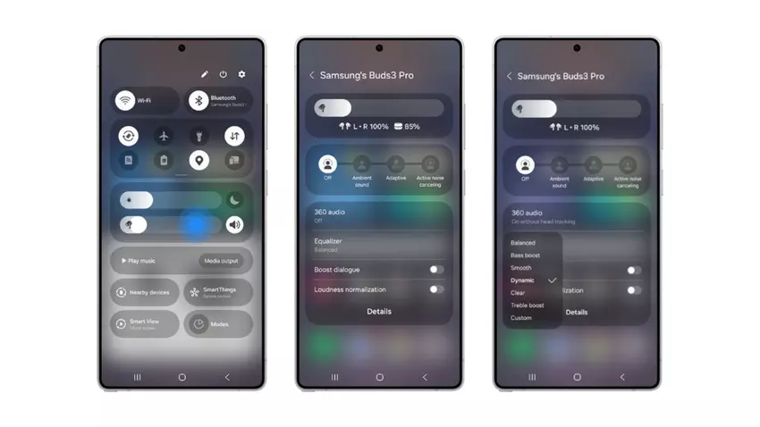 Demonstration des neuen Bedienfelds der Kopfhörer der Galaxy Buds 3-Serie