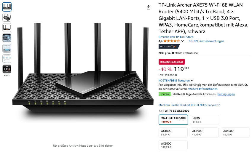 TP-Link Archer AXE75 Wi-Fi 6E Router Screenshot