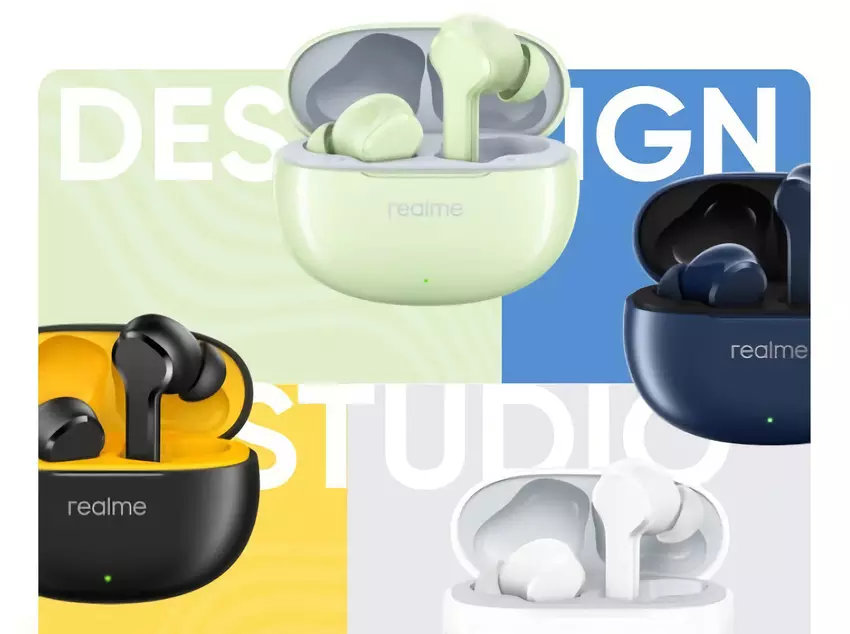 realme Buds T110: 10mm Treiber, Bluetooth 5.4, IPX5 Schutz und bis zu 38 Stunden Akkulaufzeit für $18