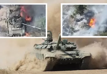 Ukrainische FPV-Drohne zerstört einen russischen T-90-Panzer ...