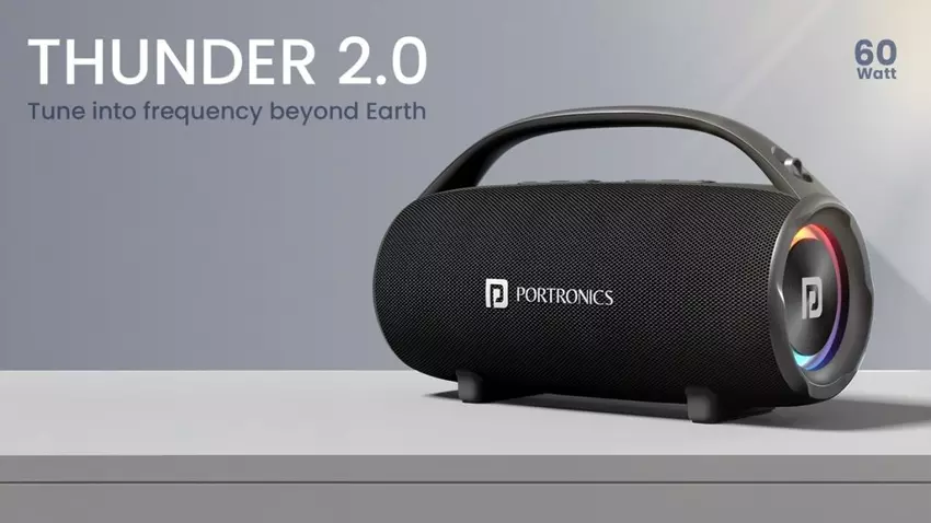 Portronics hat den neuen tragbaren Lautsprecher Thunder 2.0 mit 60 Watt Leistung, IPX6-Schutz und 6 Stunden Akkulaufzeit vorgestellt