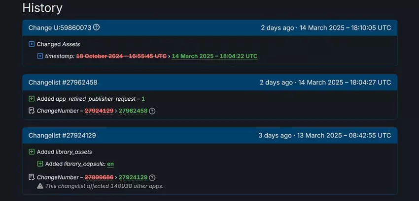 Screenshot von der SteamDB-Seite