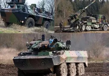 128 VAB-Branchentransporter, 18 Caesar-Artilleriesysteme und 24 ...