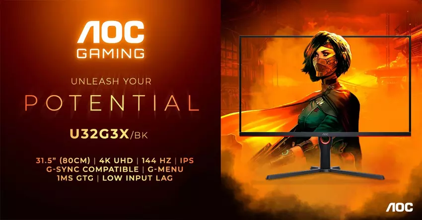 4K UHD, 144Hz-Display und HDMI 2.1 für £650 - AOC Gaming U32G3X/BK Monitor angekündigt