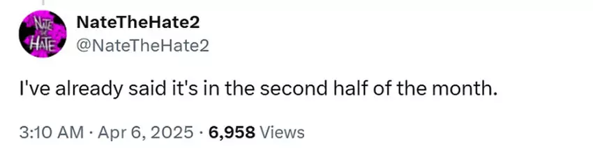 Ein Screenshot des Beitrags von Nate the Hate bei X