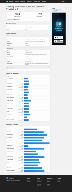 Neues Ergebnis des Exynos 2600