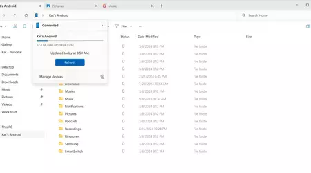 Neue Funktion in Windows 11 ermöglicht die Verwaltung von Android-Dateien über den Explorer