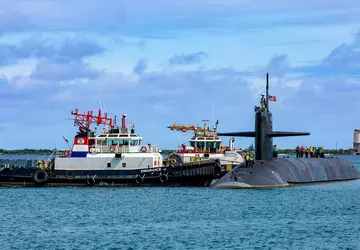 Das atomgetriebene U-Boot USS Kentucky der ...