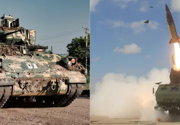 RIM-7 und AIM-9M Luftabwehrraketen, Bradley-Schützenpanzer und ...