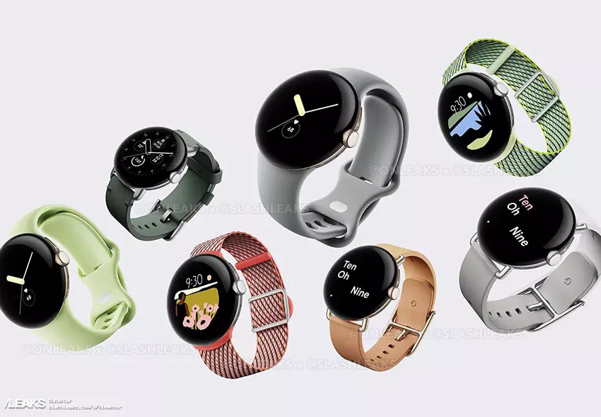 5ATM Wasserschutz, Notfallmodus und EKG: Insider zeigte Renderings der Google Pixel Watch in allen Farben und mit verschiedenen Armbändern
