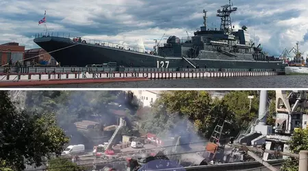 Neue Fotos zeigen katastrophale Schäden am russischen Großkampfschiff Minsk