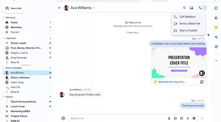 Google Chat führt Huddles-Audiomeetings mit Google Meet-Integration ein
