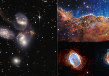 Fünf Galaxien, ein "Staubberg" und eine ...