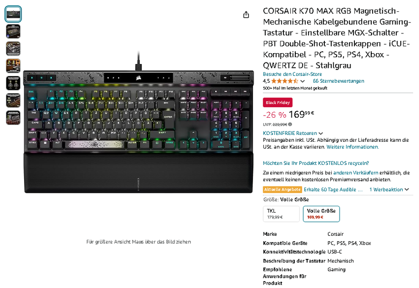 CORSAIR K70 MAX Gaming-Tastatur