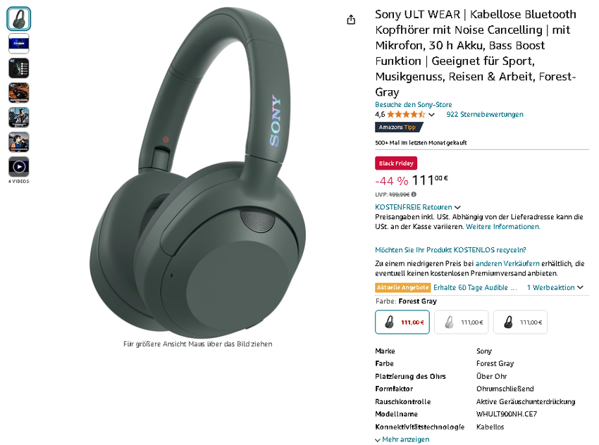Sony ULT WEAR Noise Cancelling Kopfhörer