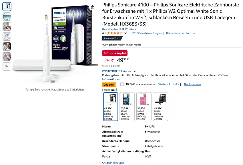 Philips Sonicare 4100 elektrische Zahnbürste