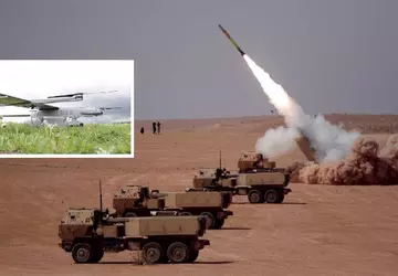 M142 HIMARS und EOS C VTOL-Drohne ...