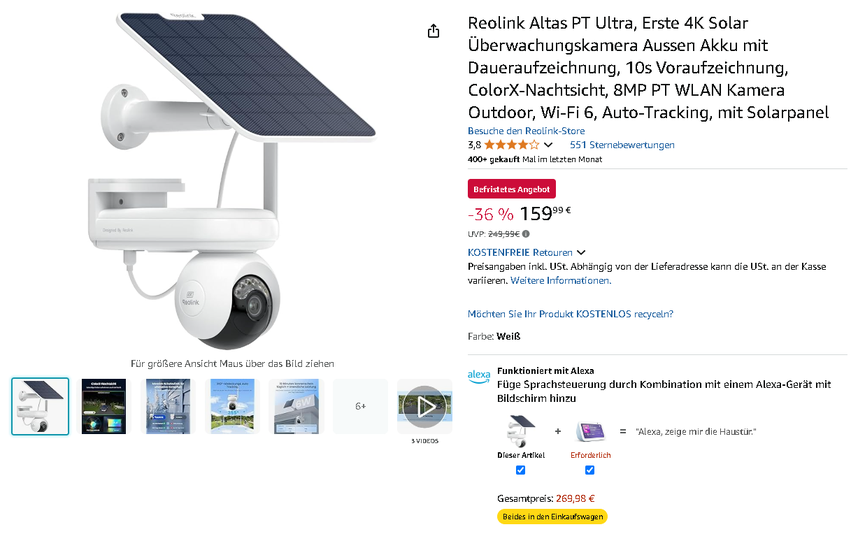 Screenshot der Reolink Atlas PT Ultra