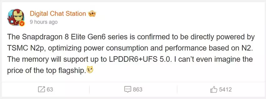 Snapdragon 8 Elite Gen 6-Details von Tippgeber geteilt