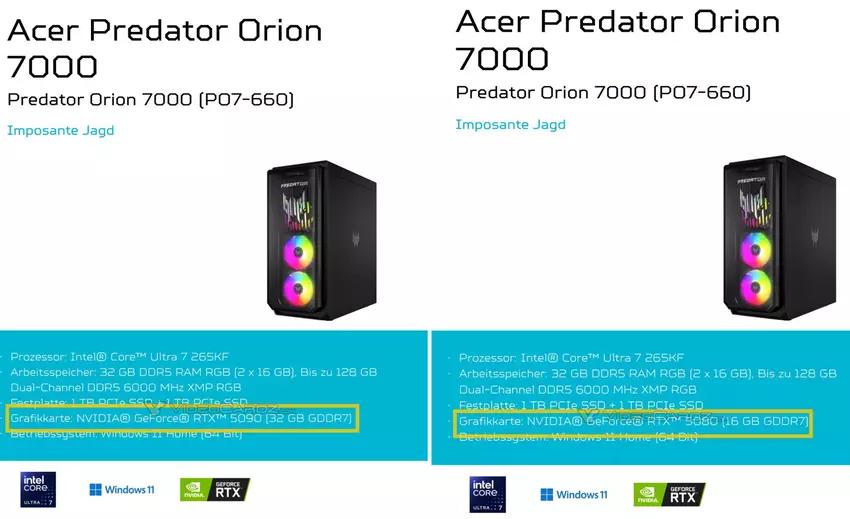 Merkmale Acer Predator Orion 7000