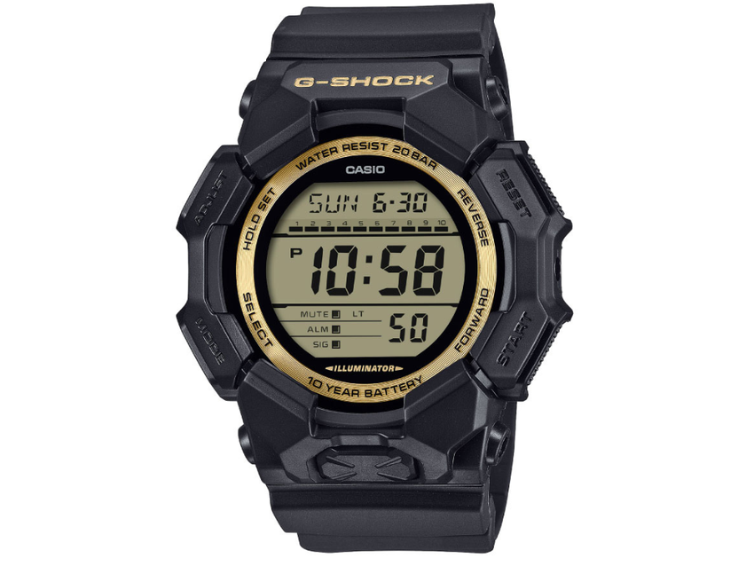 Casio G-Shock GD-010GB-1A9JF - schwarzes Gehäuse und goldene Details