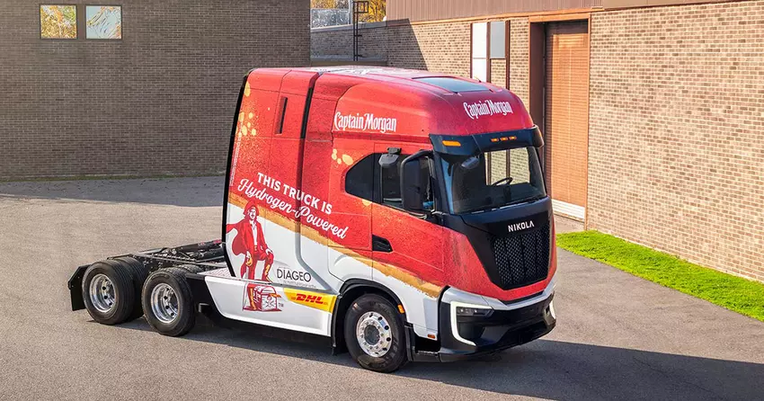 Nikola-Wasserstoff-LKWs helfen beim Transport von Captain Morgan Rum in Illinois