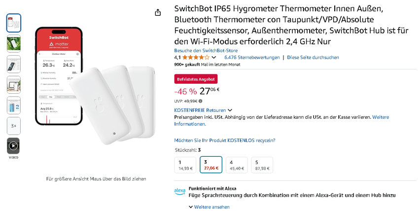 Screenshot der SwitchBot IP65