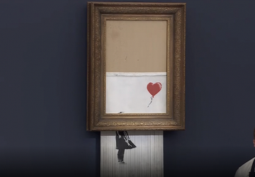 Teilweise zerstörtes Gemälde des Künstlers Banksy ...