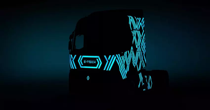 Renault Trucks E-Tech Diamond Echo Lastkraftwagen mit originellem Design auf dem Fahrerhaus