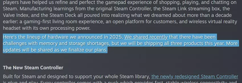 Vorläufige Ankündigung der neuen Geräte von Valve