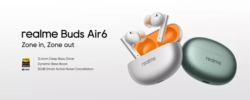 Die realme Buds Air 6 mit ANC, LHDC-Unterstützung, bis zu 40 Stunden Akkulaufzeit und einem Preis von $39 sind außerhalb Chinas aufgetaucht