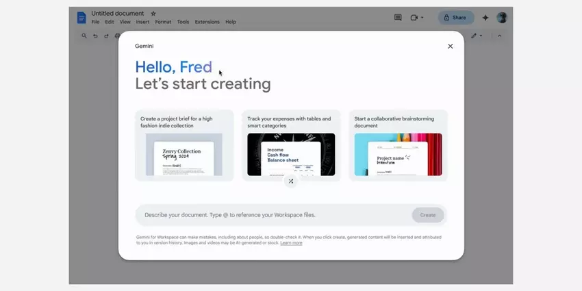 Google beginnt mit dem Test der Funktion "Hilfe bei der Erstellung", die von Gemini in Google Docs unterstützt wird