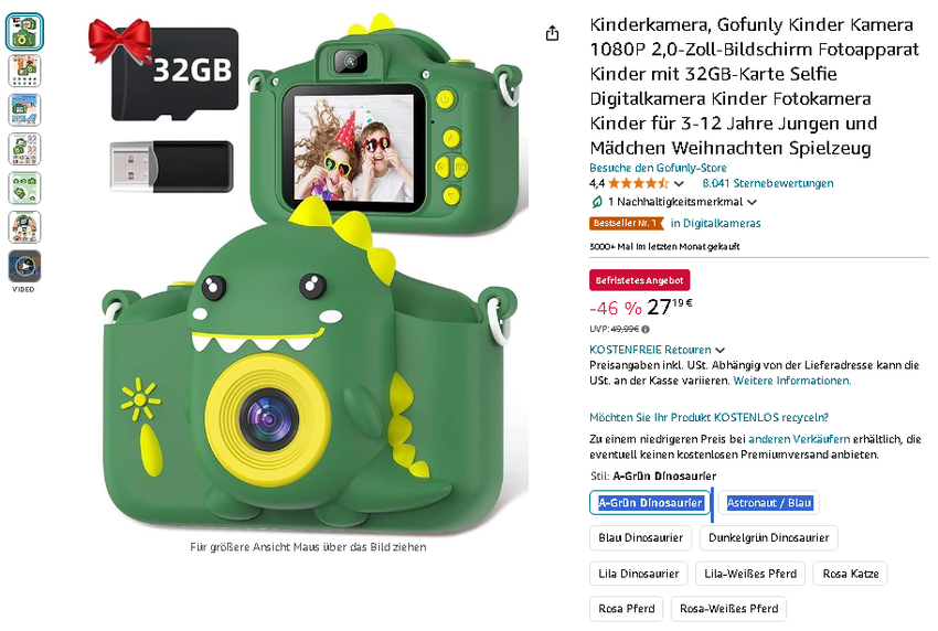 Screenshot der Gofunly C3 Kinderkamera