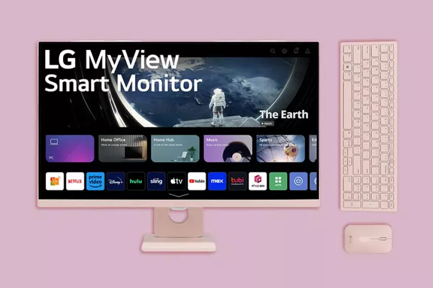 LG stellt MyView Smart Monitor Desktop Setup in zartem Rosa vor