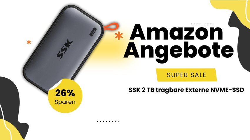 SSK 2 TB tragbare Externe NVME-SSD – Ultraschneller Speicher mit 42€ Ersparnis!