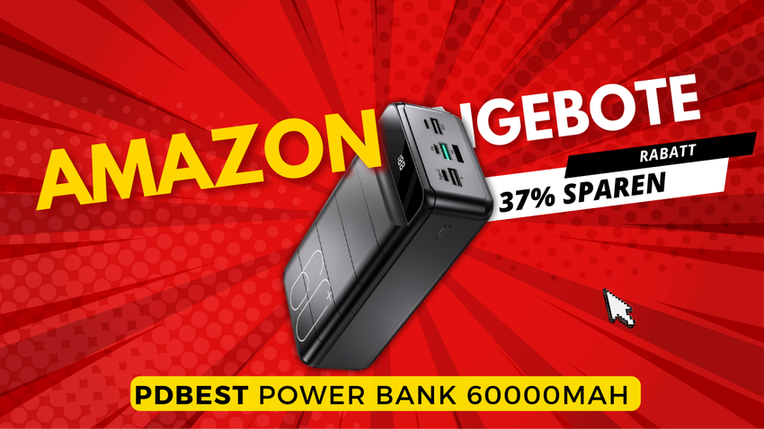 PDBEST Power Bank 60000mAh – Aktuell mit 22€ Rabatt!