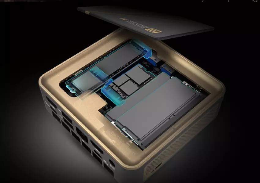 Elegantes Schwarz-Gold-Stil-Gehäuse des Mini-PC