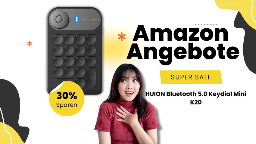 HUION Bluetooth 5.0 Keydial Mini K20 – Sichere dir 30% Rabatt und spare 21,04€!