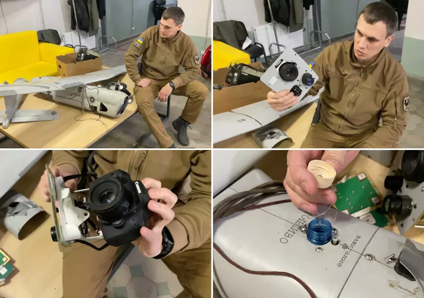 Was ist in Orlan-10? Eine Canon Consumer-Kamera und... eine Plastikflasche wurden in einer Drohne gefunden, die von den Streitkräften der Ukraine abgeschossen wurde (Video)