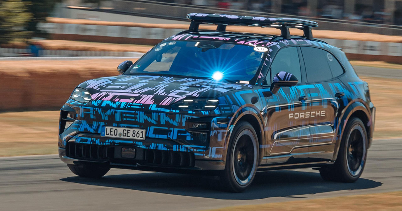 Elektrischer Durchbruch: Der Cayenne Electric Prototyp wird zum Goodwood Festival of Speed. gehen. Durchbruch beim Elektroauto: Der Cayenne Electric Prototyp ist bereit für sein Debüt beim Goodwood Festival of Speed