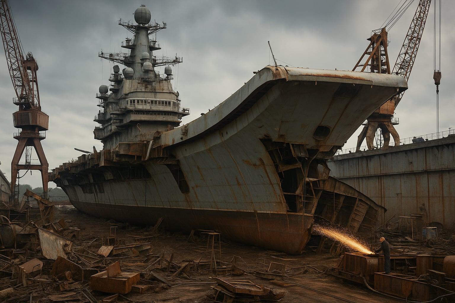 Der Admiral Kuznetsov könnte zum Schrottplatz geschickt werden: Russland stoppt die Reparatur seines einzigen Flugzeugträger Kreuzers Der Admiral Kuznetsov könnte zum Schrottplatz geschickt werden: Russland stoppt die Reparatur seines einzigen Flugzeugträger Kreuzers