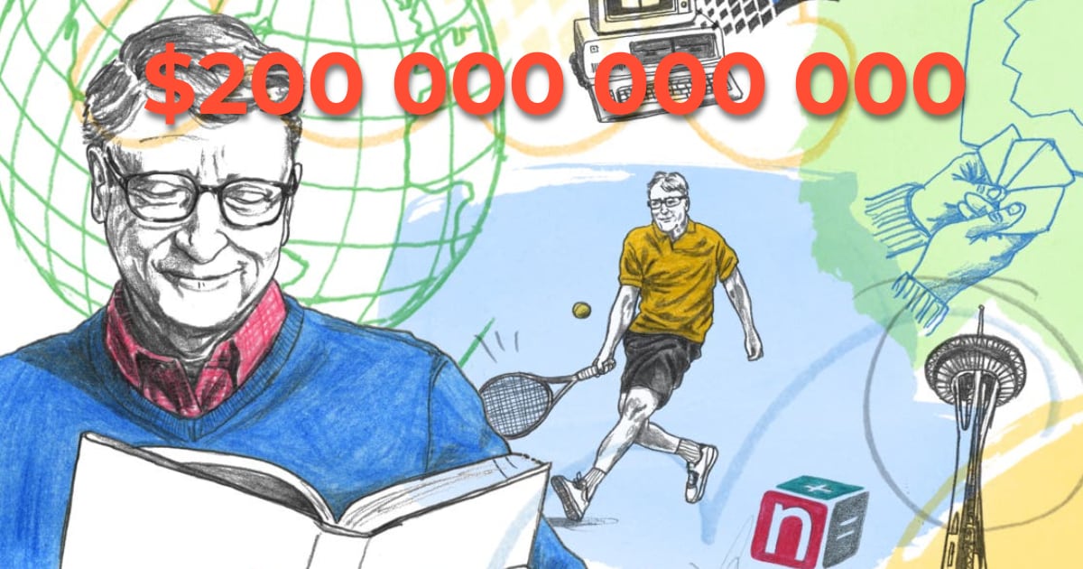 Ein kreativer Blick auf Bill Gates durch das Prisma der Collage Kunst und Technologie: eine neue Collage mit Bill Gates